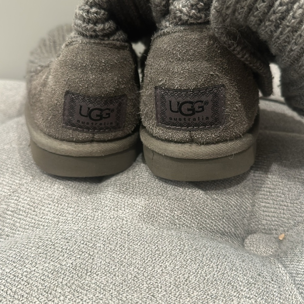 Gray Knit Button-Down Boots - image 2